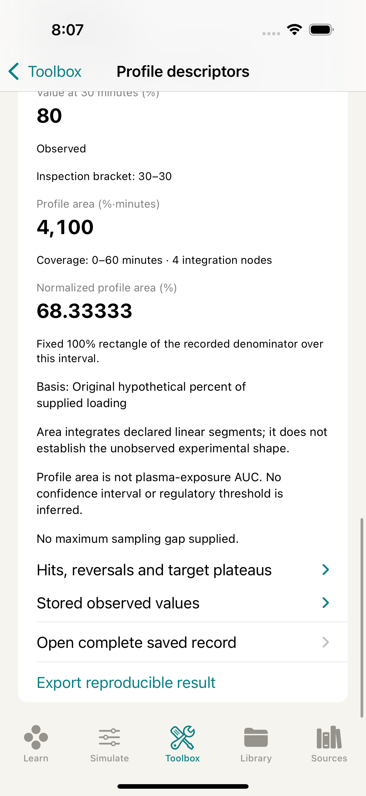 AxiRelease observed profile descriptors with synthetic test data